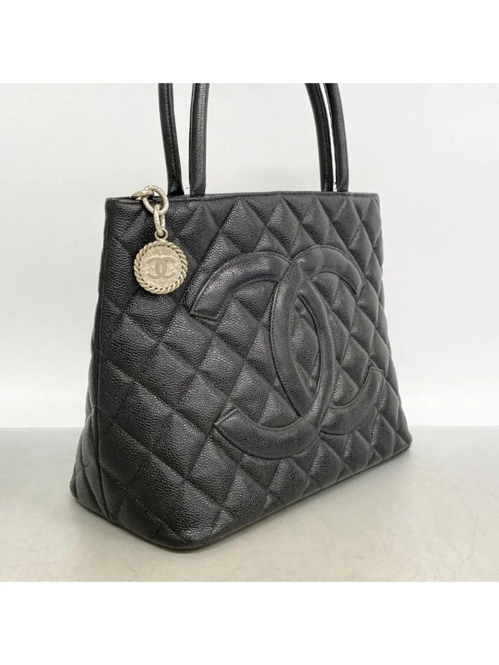 Chanel Tote Bag Reissue Caviar Leather Black Silver